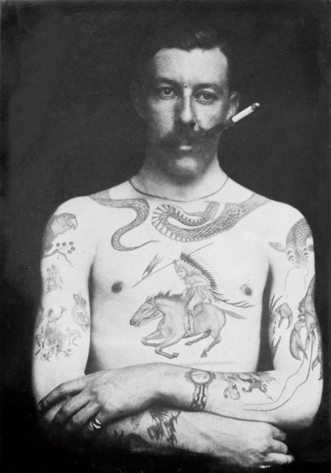 Роскошные татуировки Викторианской эпохи: херувимы, драконы и гербы 39