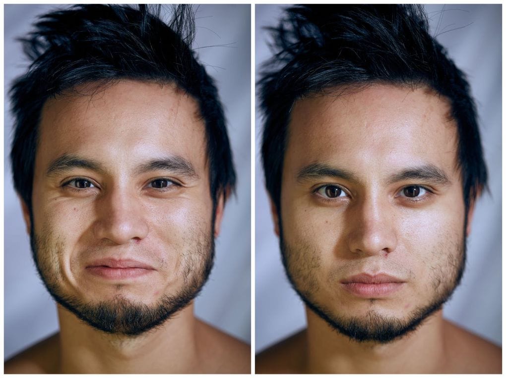 Фотограф сравнил, как выглядят лица людей, когда они позируют в одежде и без неё 99