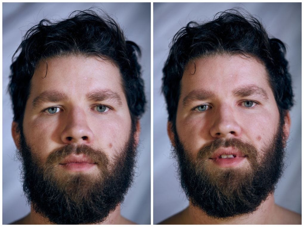 Фотограф сравнил, как выглядят лица людей, когда они позируют в одежде и без неё 78