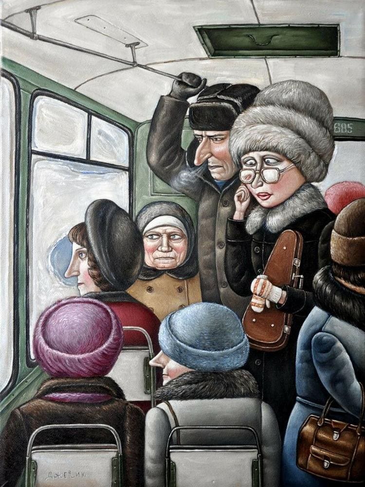 27 ироничных рисунков о родной атмосфере советских будней от украинской художницы 107