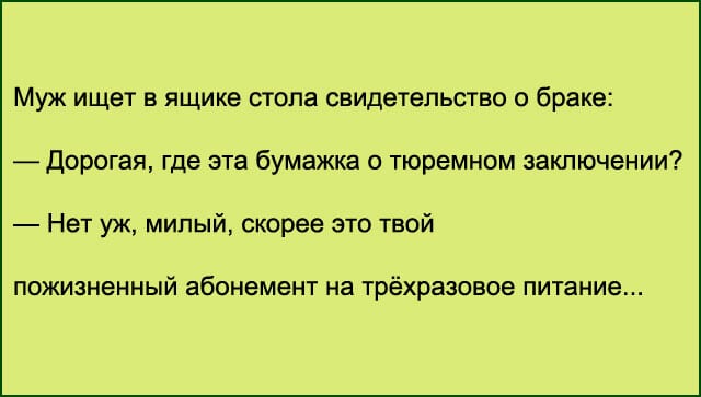 Веселые анекдоты о настоящих семейных отношениях 45