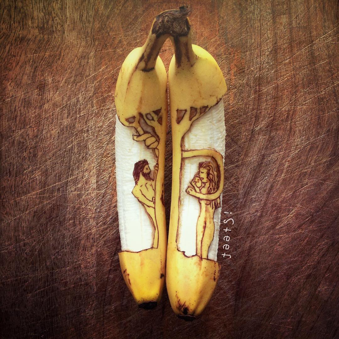 Голландский художник рисует на бананах 106
