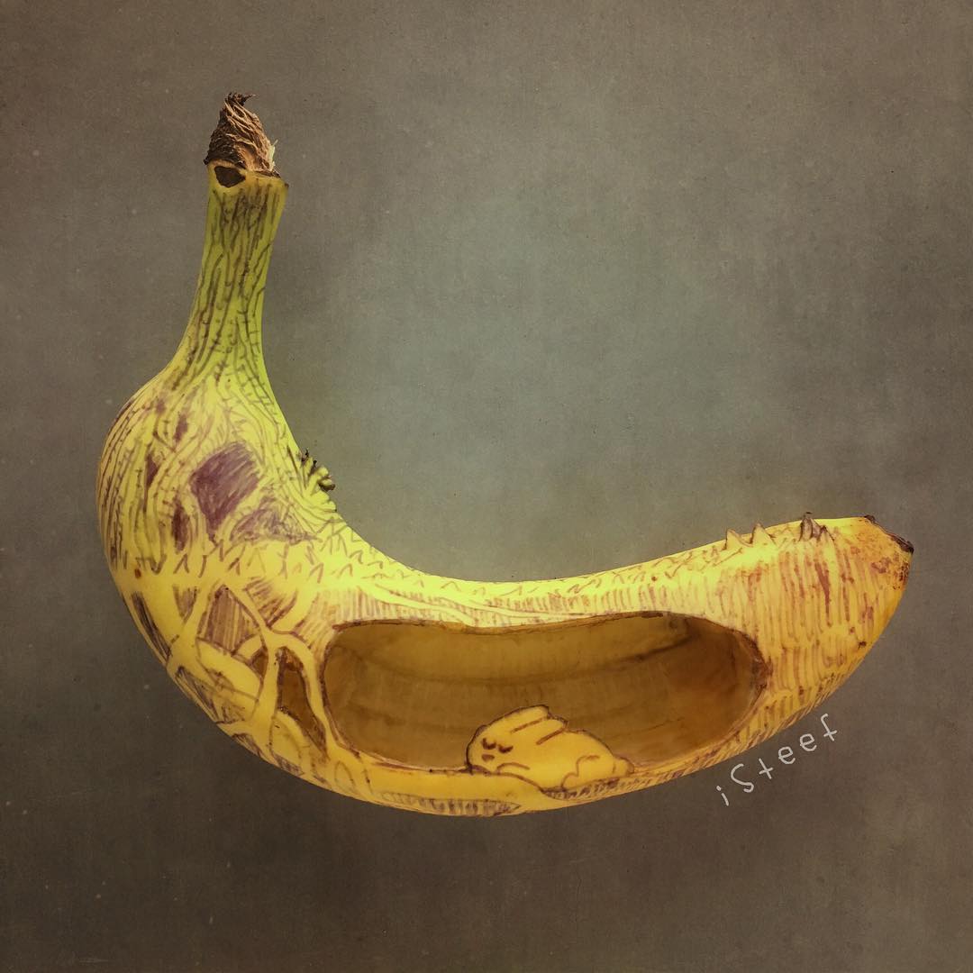 Голландский художник рисует на бананах 116