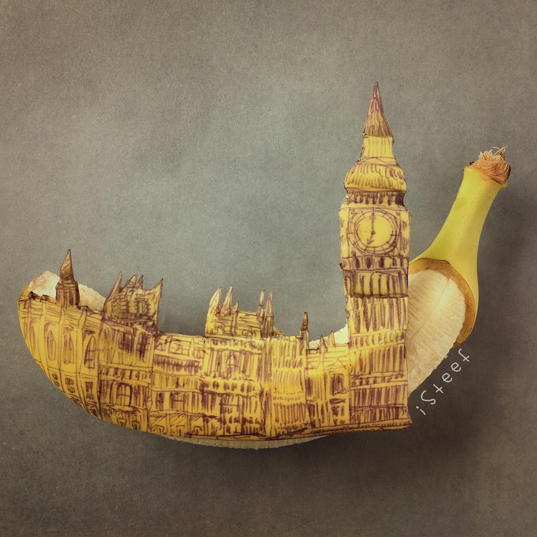 Голландский художник рисует на бананах 126