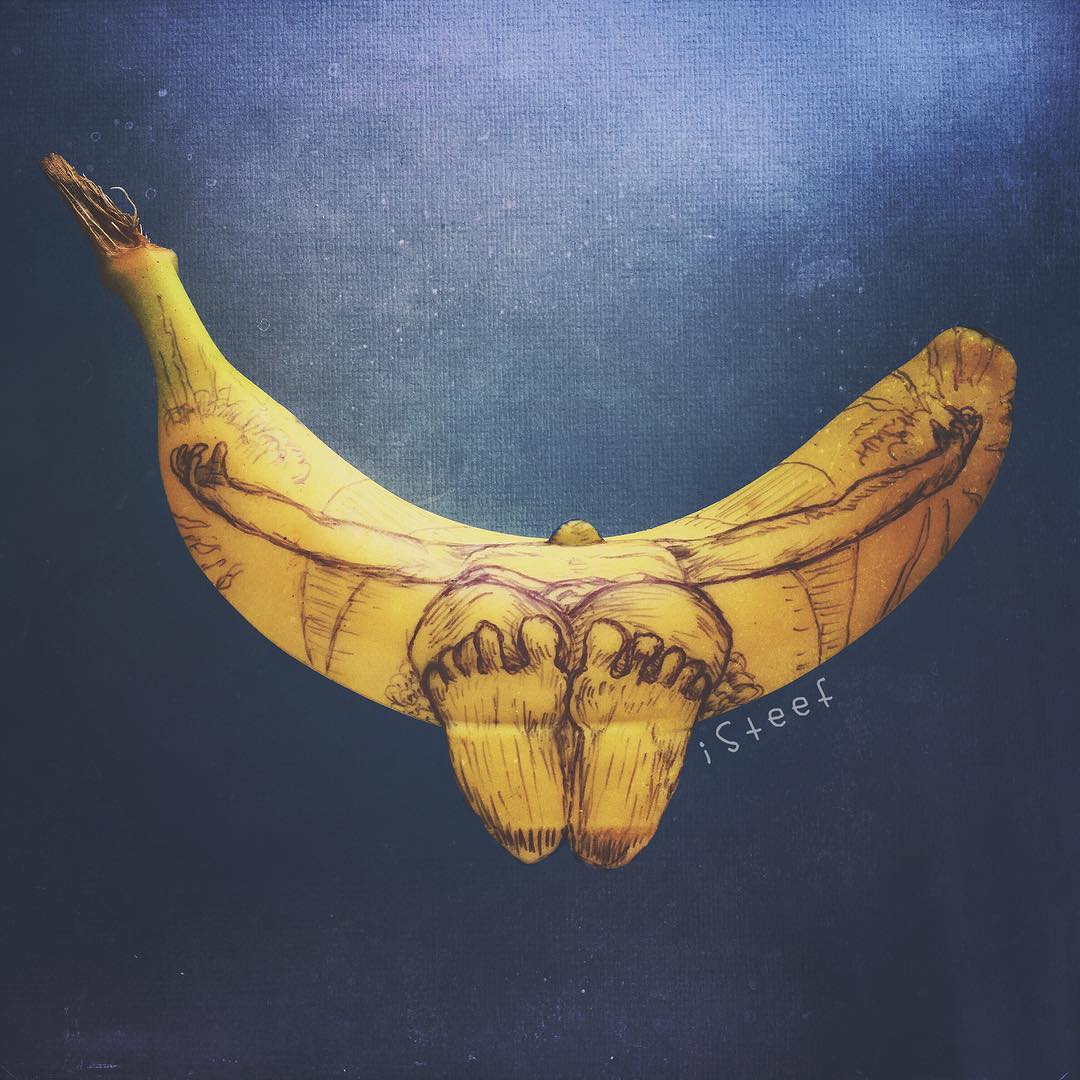 Голландский художник рисует на бананах 133