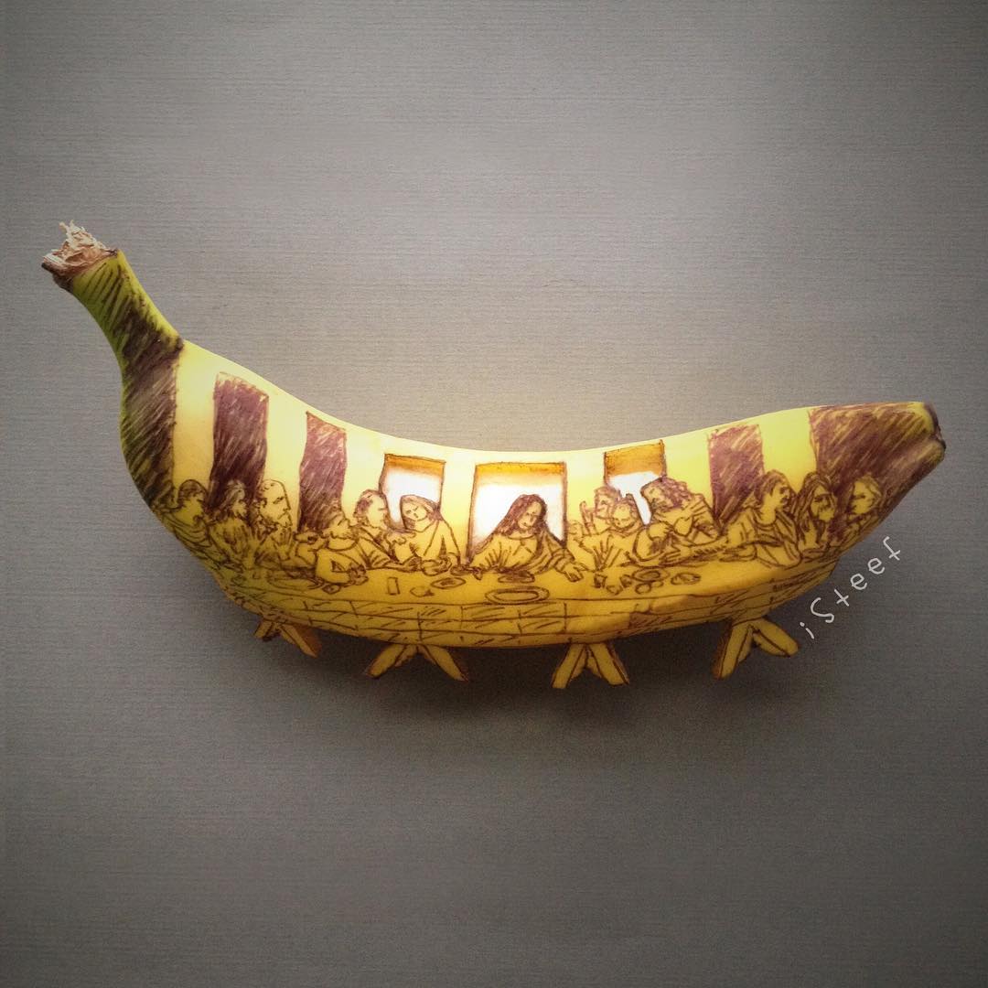 Голландский художник рисует на бананах 136