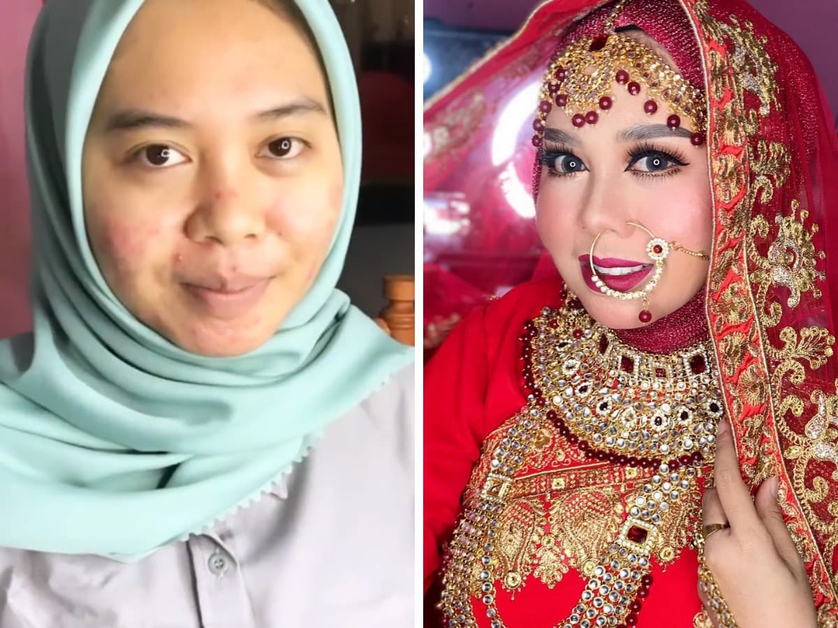 16 фотографий невест из Азии до и после того, как макияж превратил их в настоящих королев 63