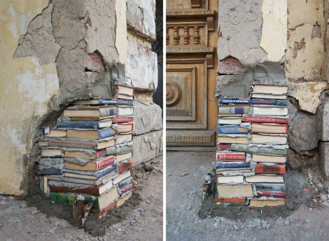 Книги стали частью стен одной из российских библиотек